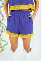 Mardi Gras Lace Trimmed Tank Top & Shorts Set - Obsession Boutique