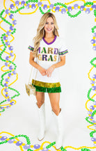 Brilliant Mardi Gras Sequin Short Sleeve Shirt - Obsession Boutique