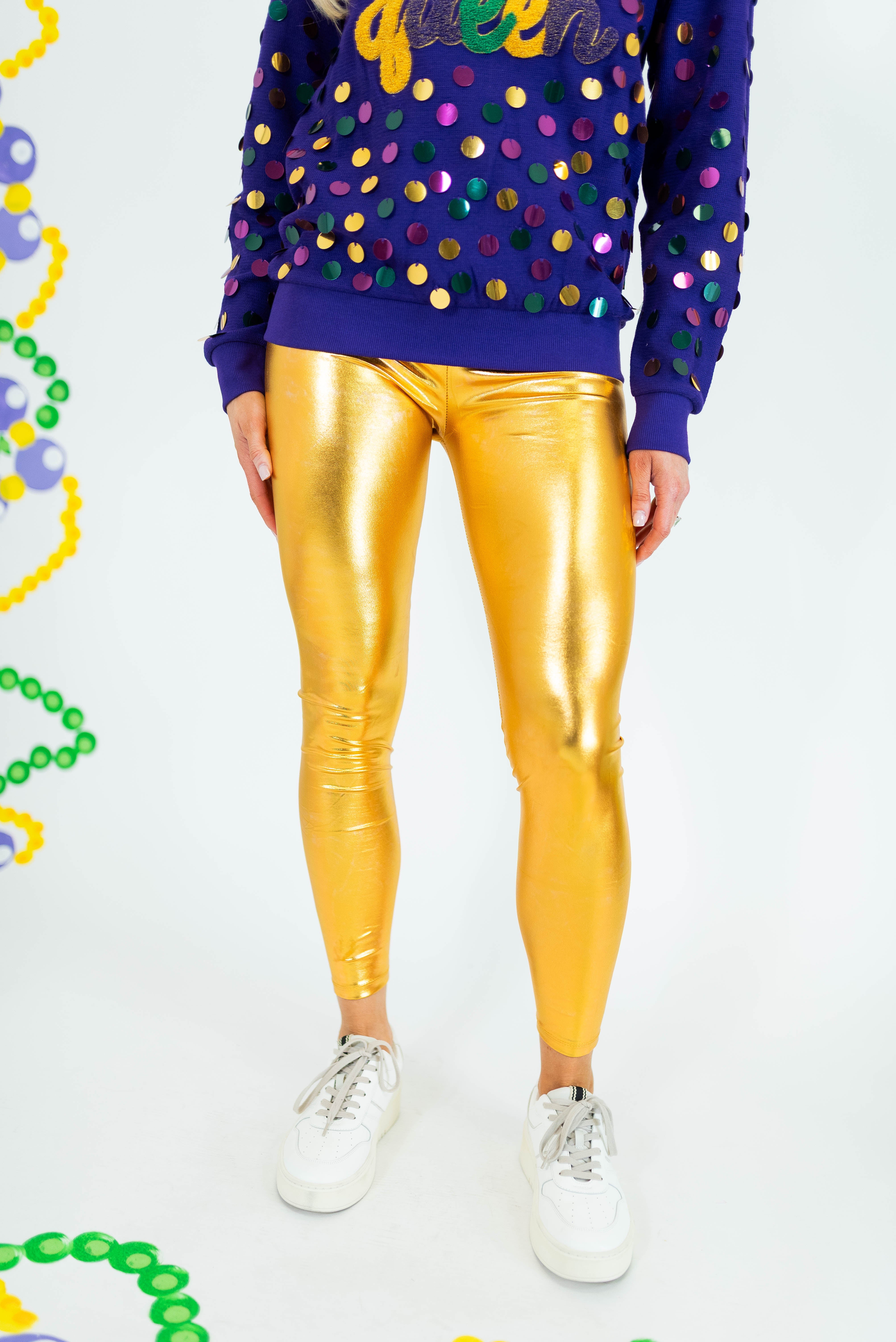 Metallic Leggings - Gold - Obsession Boutique