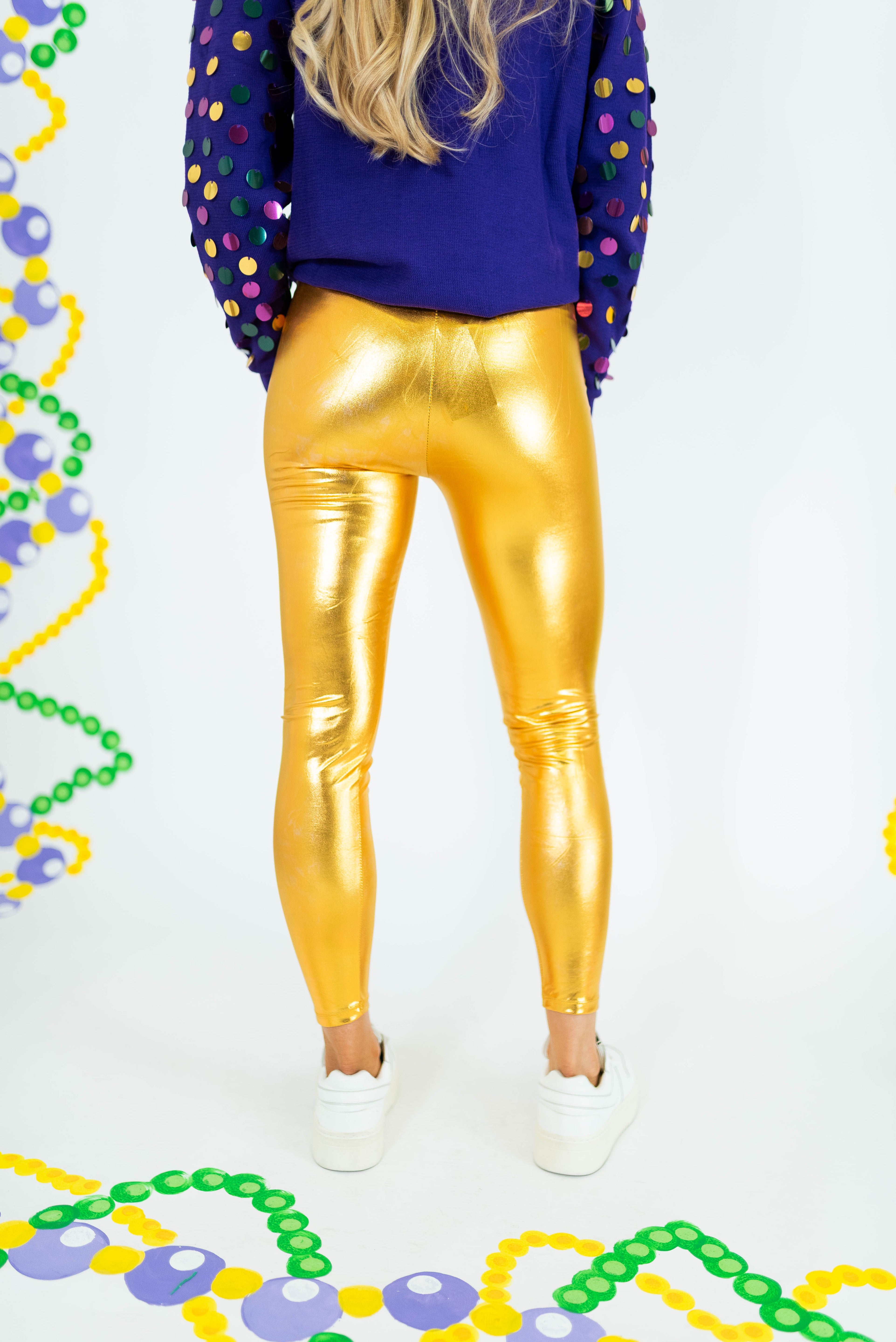 Metallic Leggings - Gold - Obsession Boutique