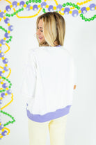 Mardi Gras Color Block Rhinestone Sweatshirt - White - Obsession Boutique