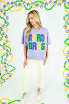 Mardi Gras Oversized Graphic Stud Tee - Obsession Boutique