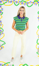 Mardi Gras Diamond Jacquard Sweater - Obsession Boutique