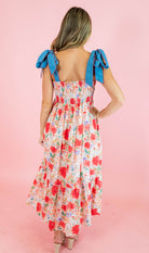 Red Floral Tie Strap Midi Dress - Obsession Boutique