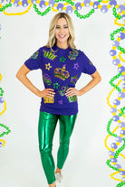 Metallic Leggings - Green - Obsession Boutique