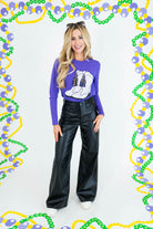 Mardi Gras Boots Purple Long Sleeve Top - Obsession Boutique