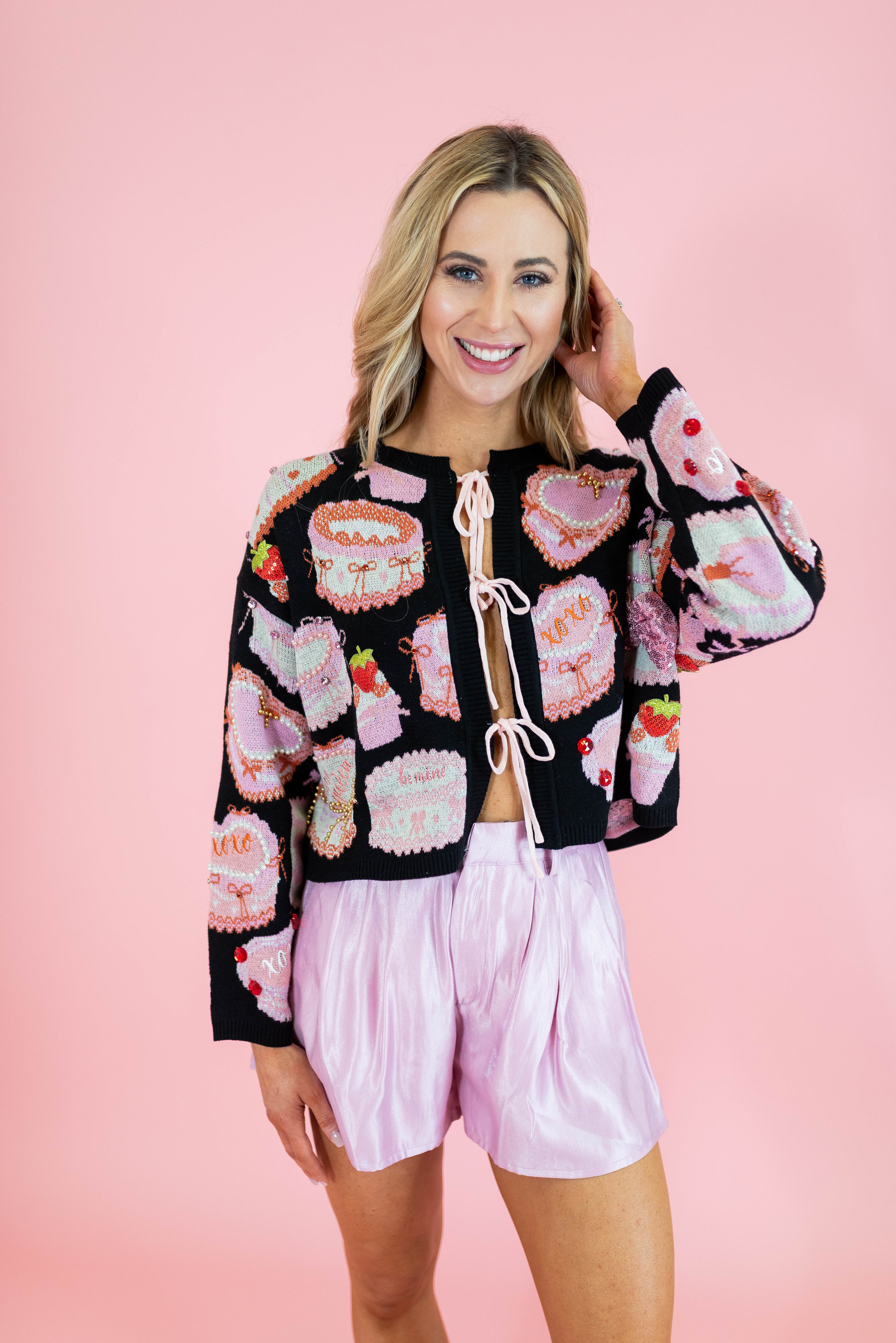 High Waisted Shiny Pleated Shorts - Light Pink - Obsession Boutique