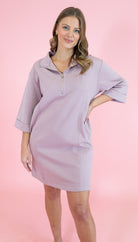 Short Sleeve Half Zip Scuba Knit Dress - Obsession Boutique