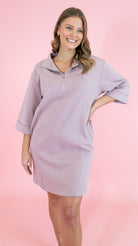 Short Sleeve Half Zip Scuba Knit Dress - Obsession Boutique