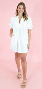 Textured Puff Sleeve Pleated Mini Dress - Obsession Boutique
