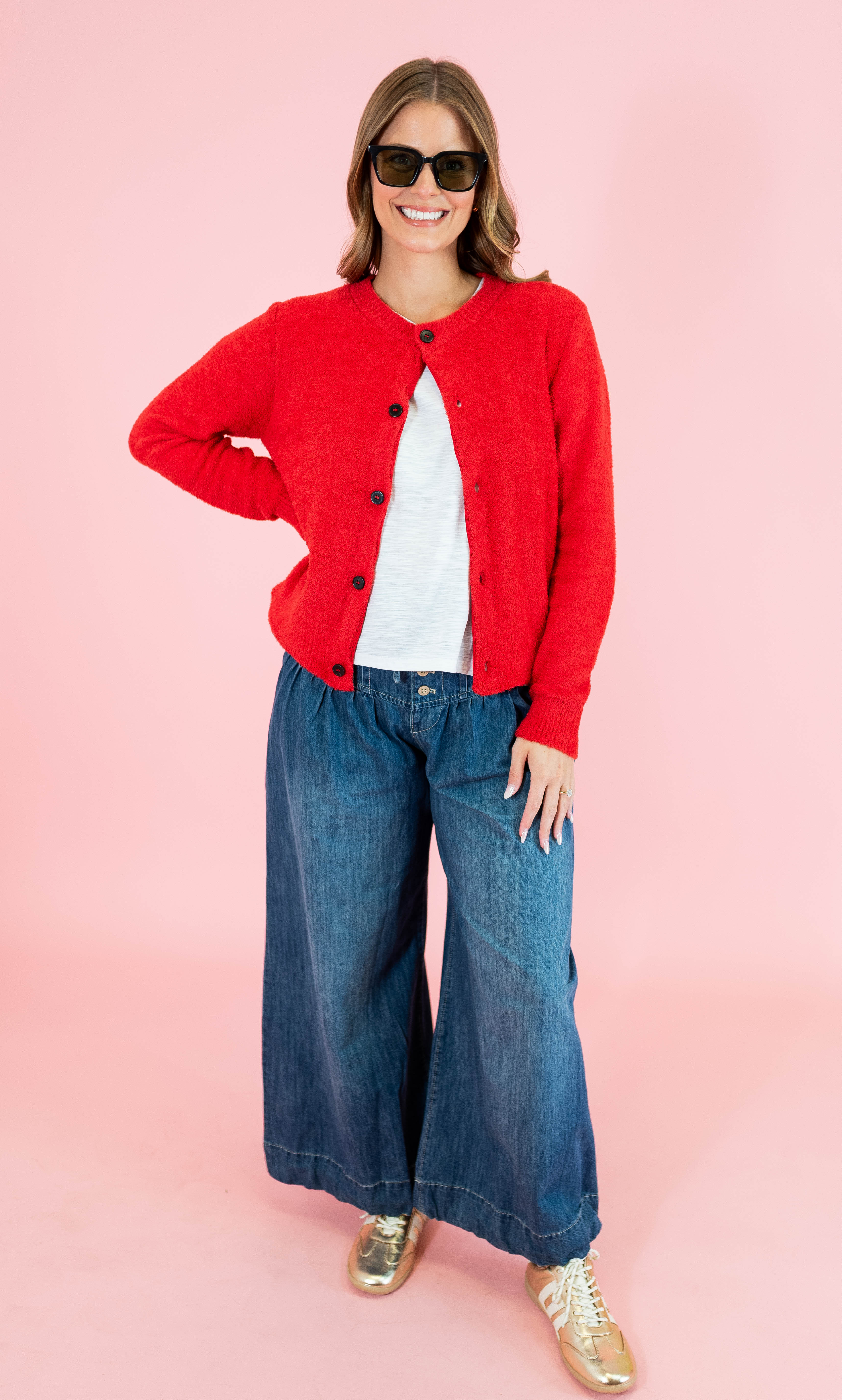 Pleated Baggy Wide Leg Jeans - Denim - Obsession Boutique