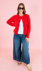 Pleated Baggy Wide Leg Jeans - Denim - Obsession Boutique
