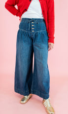 Pleated Baggy Wide Leg Jeans - Denim - Obsession Boutique
