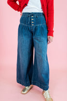 Pleated Baggy Wide Leg Jeans - Denim - Obsession Boutique