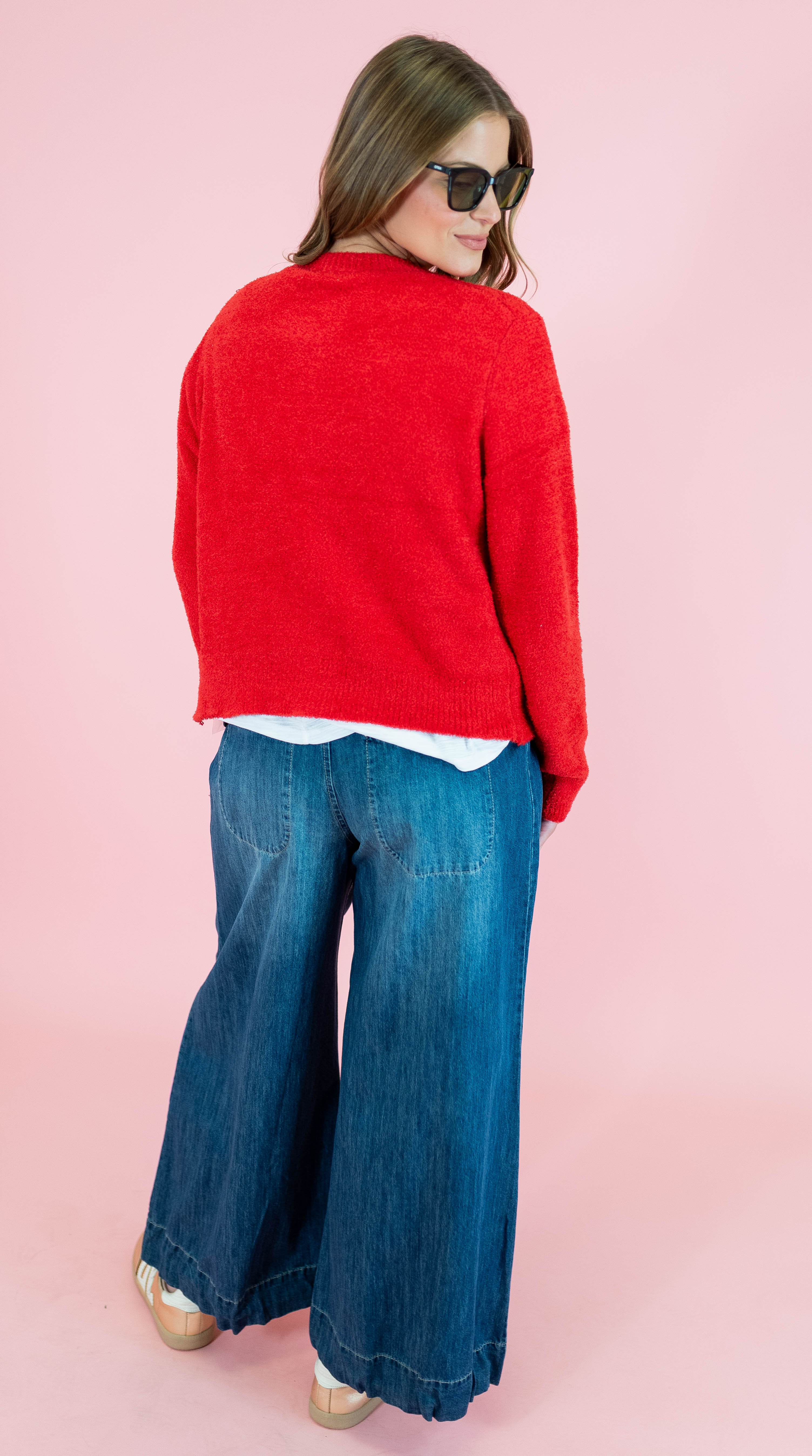 Pleated Baggy Wide Leg Jeans - Denim - Obsession Boutique