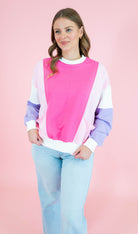Valentine Pink Color Block Sweatshirt - Obsession Boutique