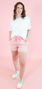 Ribbed Striped Oversized Short Sleeve Top - Obsession Boutique