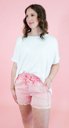 Ribbed Striped Oversized Short Sleeve Top - Obsession Boutique