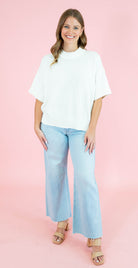 Oversized Crewneck Short Sleeve Sweater - Obsession Boutique