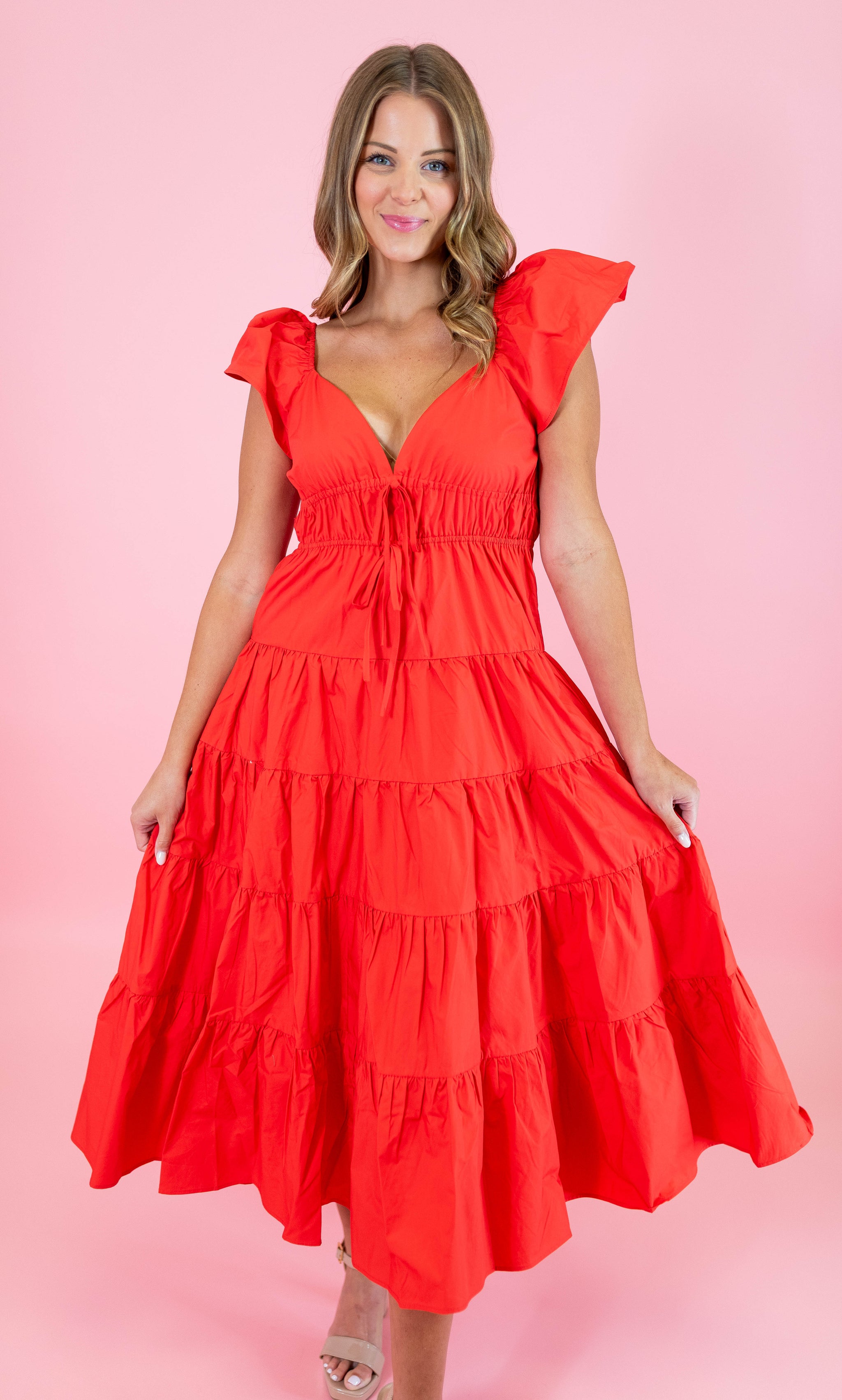 fitted lace wedding dress Amazon.com: PRETTYGARDEN Summer Midi Dress 2025 Spring Ruffle Sleeve V Neck  Cocktail Wedding Guest A Line Fit and Flared Dresses (Aprioct,Small)  Apricot : Clothing, Shoes & Jewelry main image 0