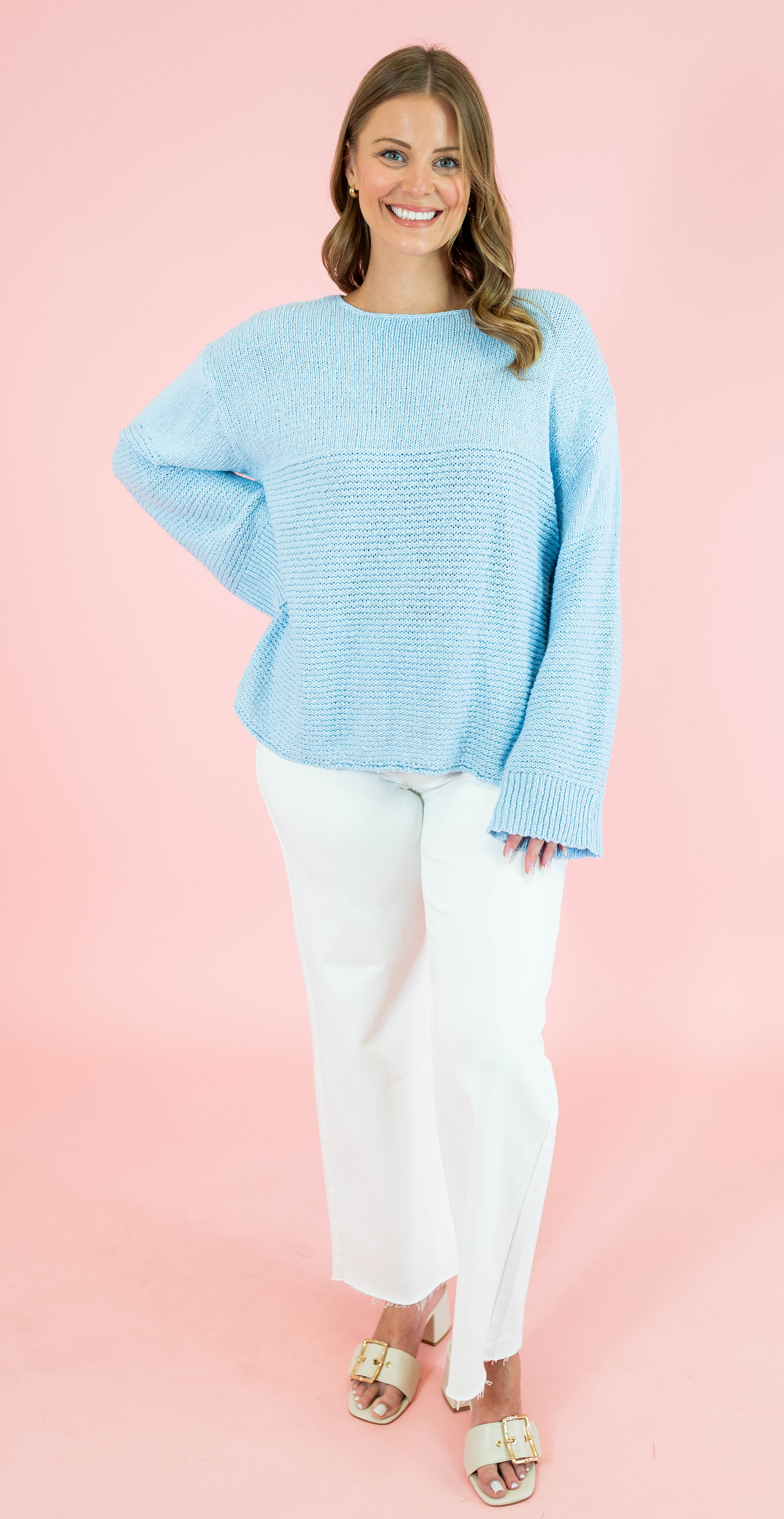 Textured Boat Neck Sweater - Obsession Boutique