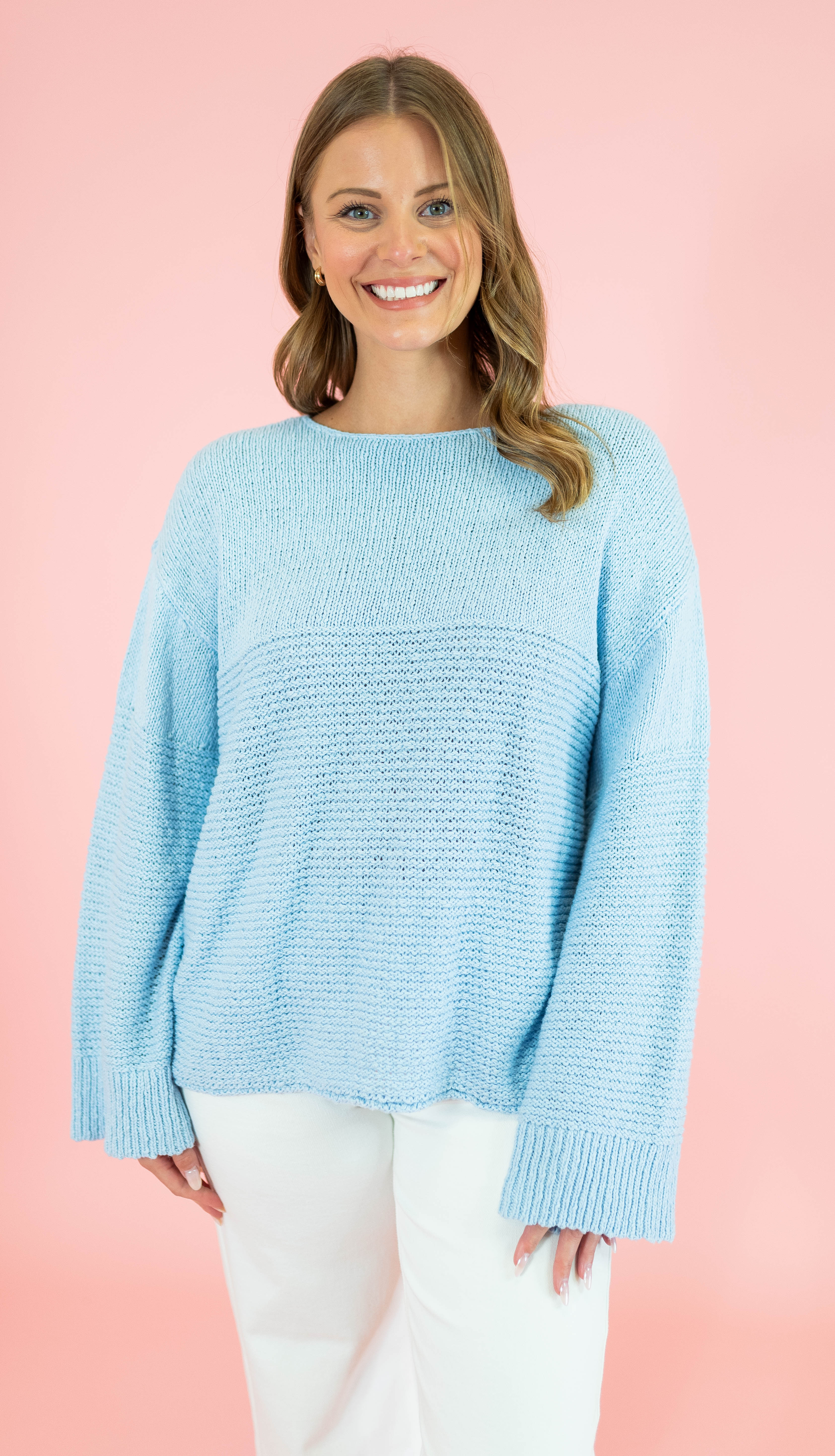 Textured Boat Neck Sweater - Obsession Boutique