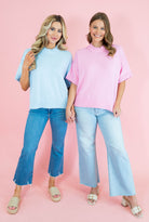 Oversized Crewneck Short Sleeve Sweater - Obsession Boutique