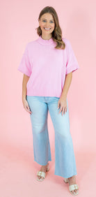 Oversized Crewneck Short Sleeve Sweater - Obsession Boutique