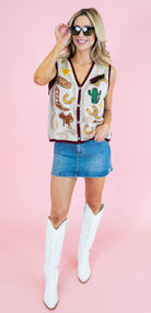 Queen Of Sparkles: Western Icon Knit Sweater Vest - Obsession Boutique