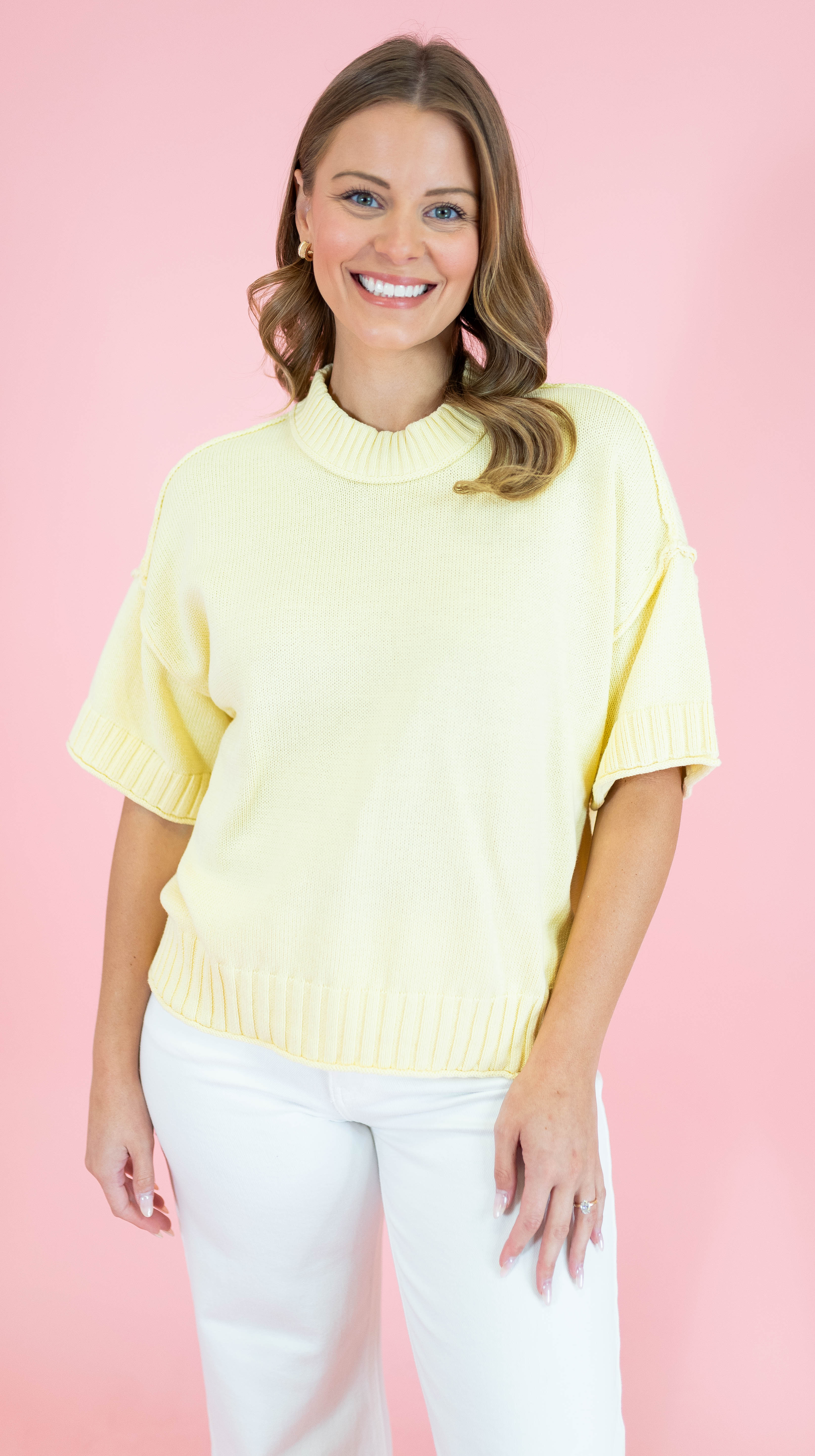Oversized Crewneck Short Sleeve Sweater - Obsession Boutique