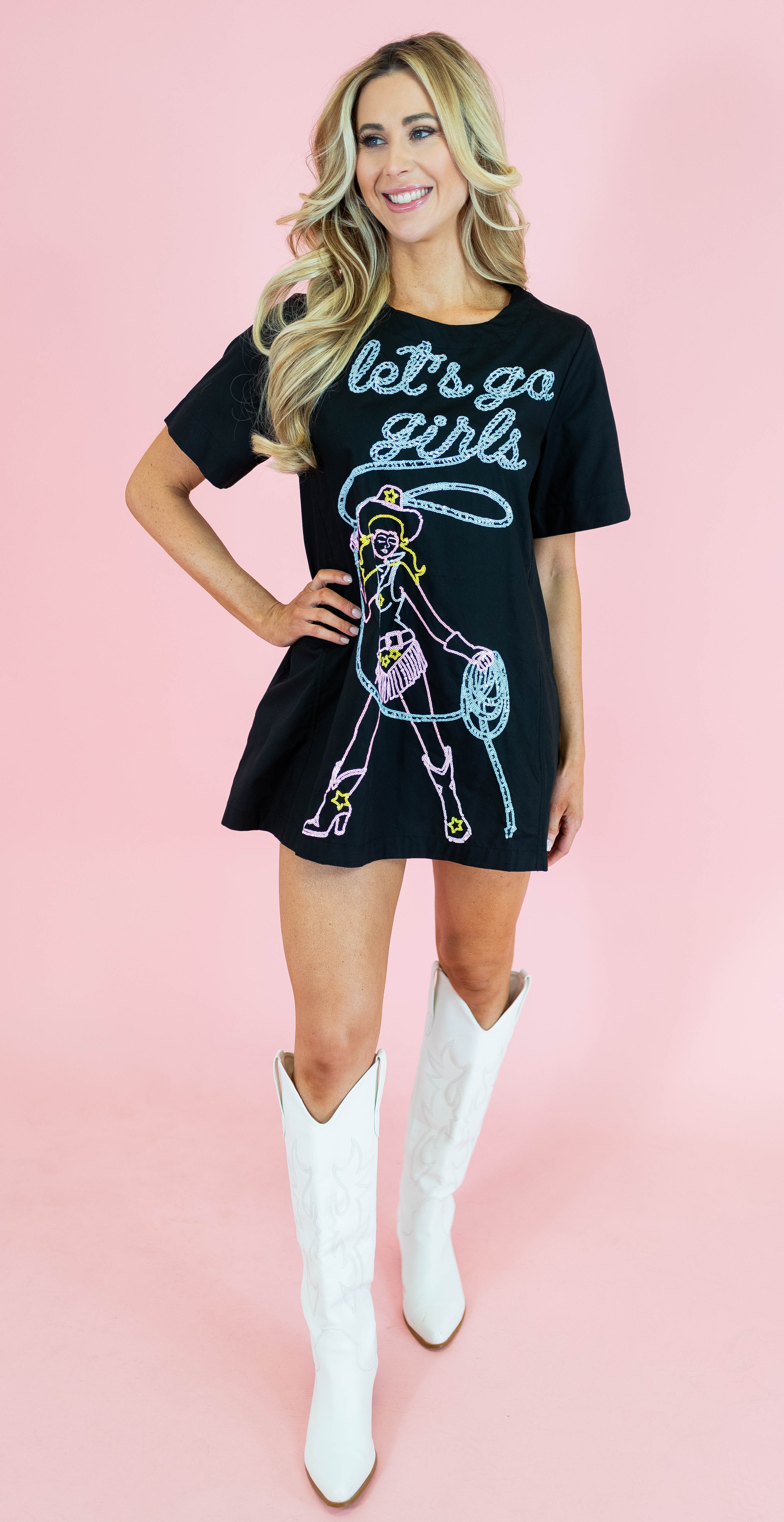 Queen Of Sparkles: Let's Go Girls Lassoing Cowgirl Dress - Obsession Boutique