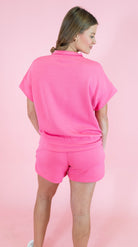 Modal Scuba Quarter Zip Short Sleeve Top - Obsession Boutique