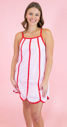 Contrast Trim Scalloped Mini Dress - Obsession Boutique