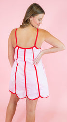 Contrast Trim Scalloped Mini Dress - Obsession Boutique