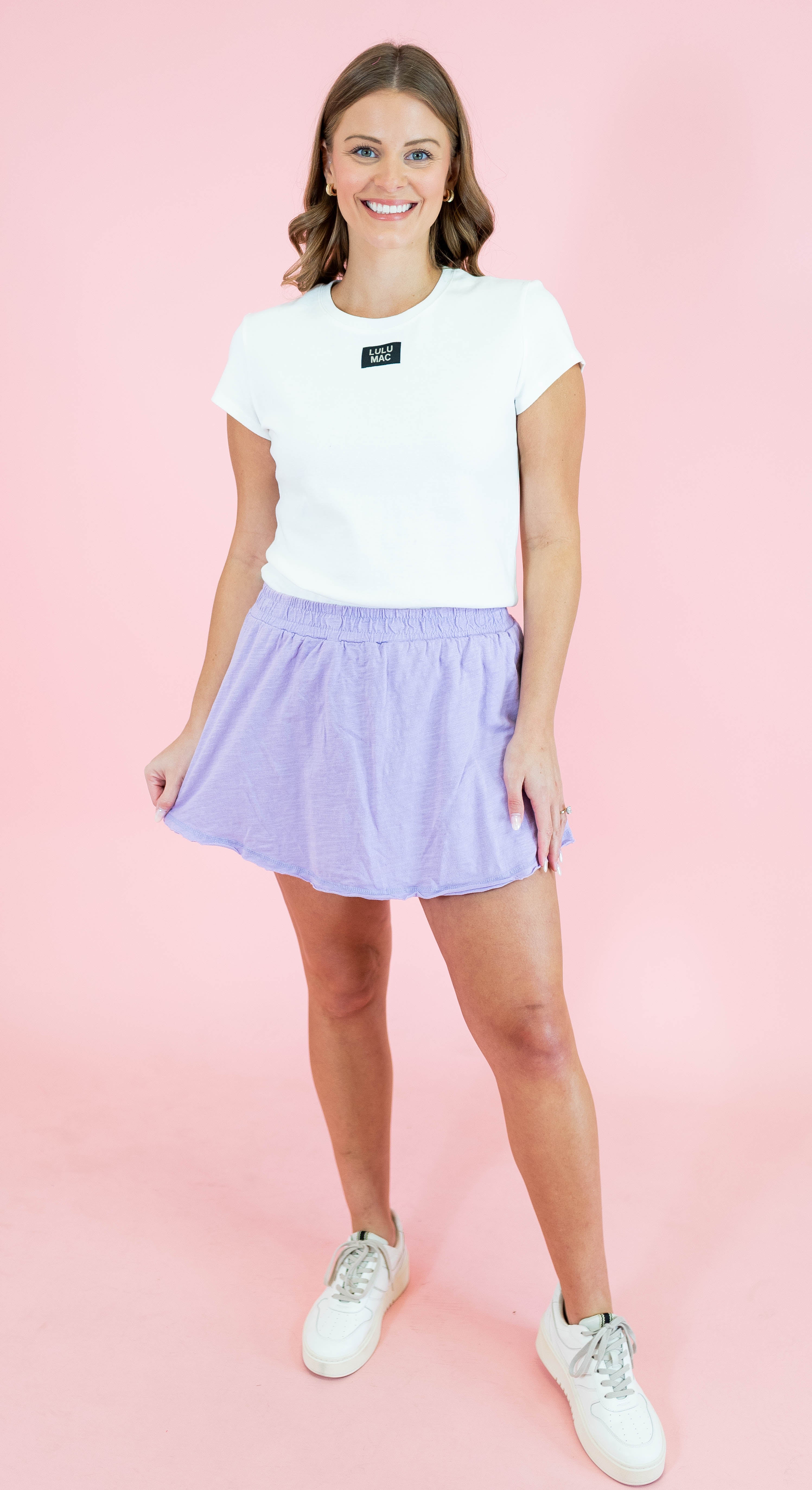 Cotton Cut Edge Detailed Skort - Light Purple - Obsession Boutique