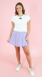 Cotton Cut Edge Detailed Skort - Light Purple - Obsession Boutique