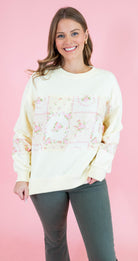 Floral Patch Work Terry Pullover - Obsession Boutique