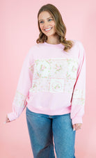 Floral Patch Work Terry Pullover - Obsession Boutique