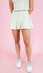 Yellow and Lavender Floral Crop Top & Skirt Set - Obsession Boutique
