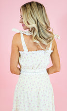 Eyelet Lace Ditsy Flower Print Crop Top - Light Yellow - Obsession Boutique