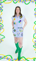 Mardi Gras Gingham Sequin Patch Dress - Obsession Boutique