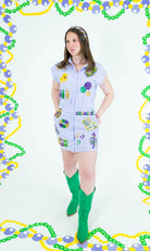 Mardi Gras Gingham Sequin Patch Dress - Obsession Boutique