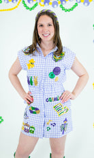 Mardi Gras Gingham Sequin Patch Dress - Obsession Boutique