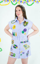 Mardi Gras Gingham Sequin Patch Dress - Obsession Boutique
