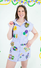 Mardi Gras Gingham Sequin Patch Dress - Obsession Boutique