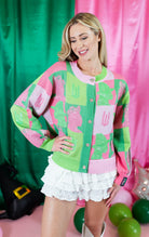 Queen Of Sparkles: Licensed Colorblock Glinda & Elphaba Profile Cardigan - Obsession Boutique