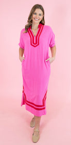 Short Raglan Sleeve Contrast Midi Dress - Obsession Boutique