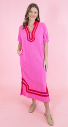 Short Raglan Sleeve Contrast Midi Dress - Obsession Boutique