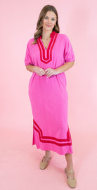 Short Raglan Sleeve Contrast Midi Dress - Obsession Boutique