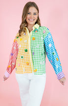 Queen Of Sparkles: Rainbow Gingham Lucky Charms Button Up Top - Obsession Boutique